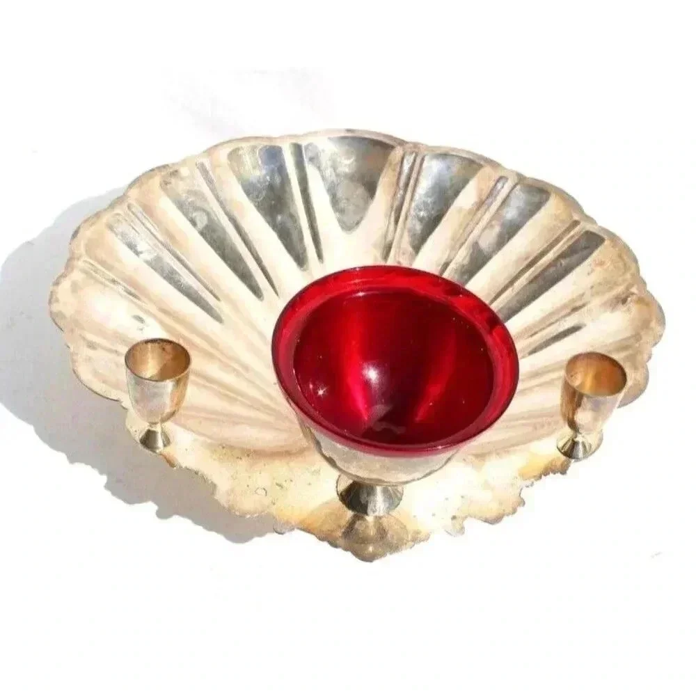 Vtg .Rogers Silver Co Silverplate Hor DOeuvre Tray Clamshell Pedestal Appetizer